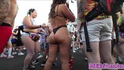 Phat ass Latina raver girl shaking her big ass cheeks at rave festival on coonylatina.com