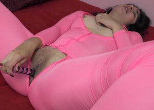 ChickPass - Latina slut Lucy Sunflower cums hard in her pink catsuit on coonylatina.com