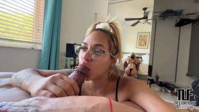 Sexy Latina in Glasses Gives Hot Blowjob and Swallow on coonylatina.com